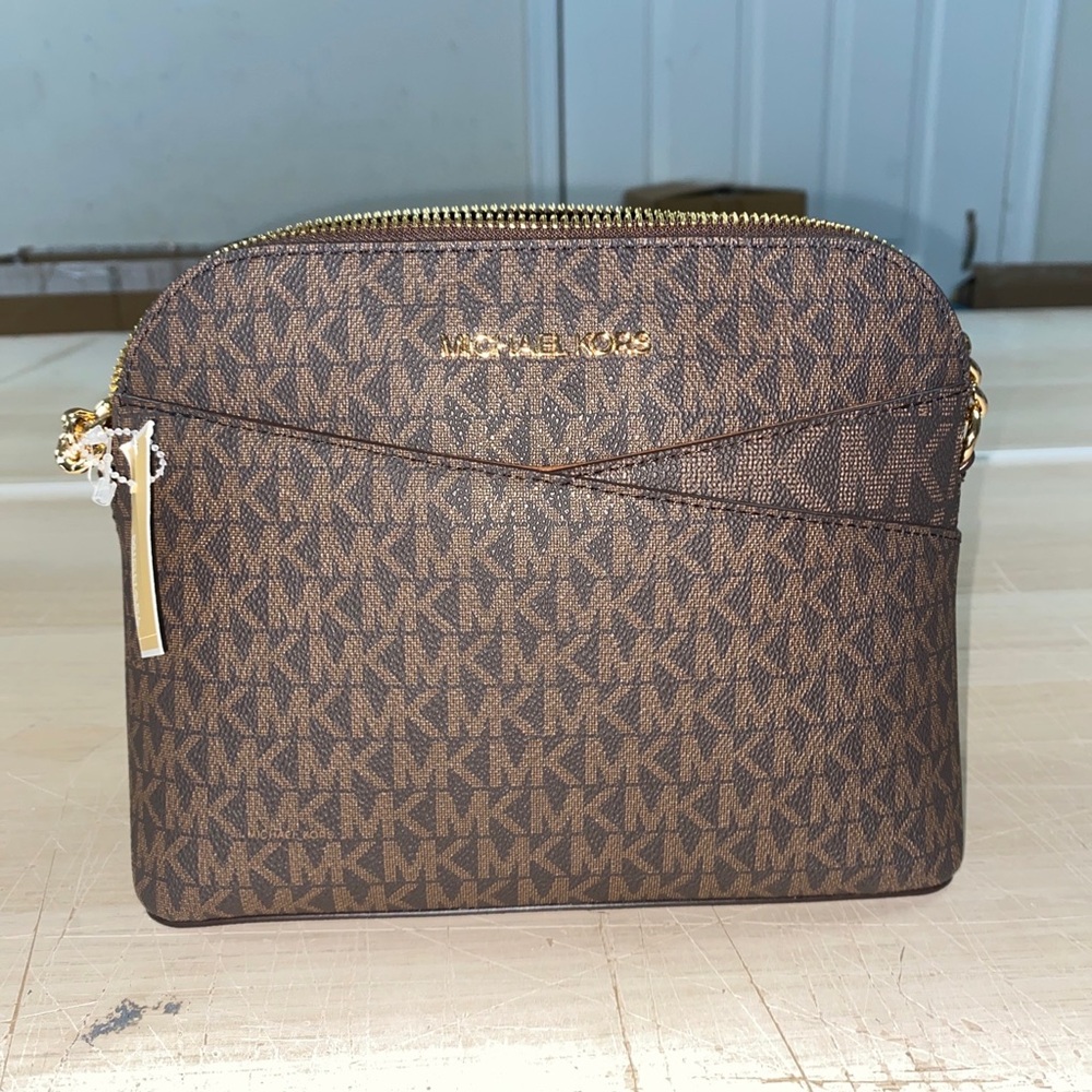 Michael Kors Jet Set Medium Crossbody Leather Handbag - Brown - Picture 1 of 6